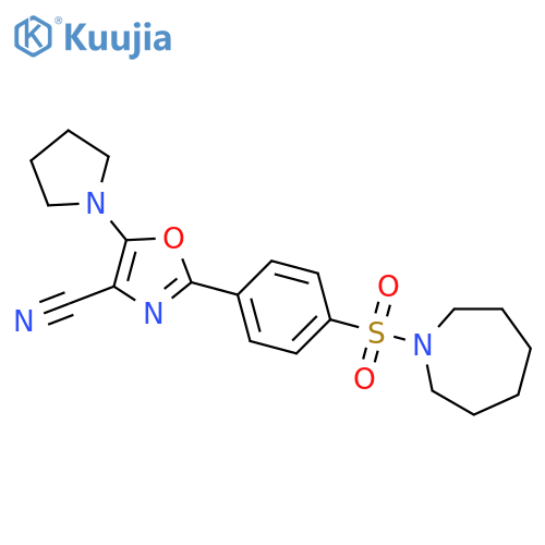 2-4-(azepane-1-sulfonyl)phenyl-5-(pyrrolidin-1-yl)-1,3-oxazole-4-carbonitrile structure