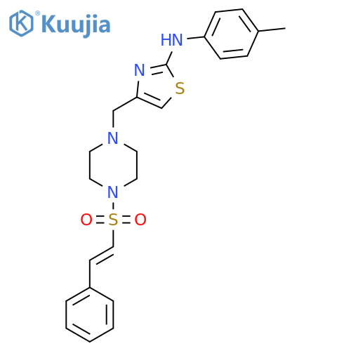 N-(4-methylphenyl)-4-{[4-(2-phenylethenesulfonyl)piperazin-1-yl]methyl}-1,3-thiazol-2-amine structure