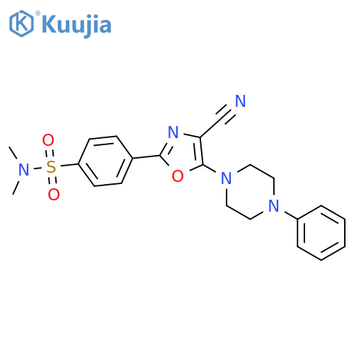 4-4-cyano-5-(4-phenylpiperazin-1-yl)-1,3-oxazol-2-yl-N,N-dimethylbenzene-1-sulfonamide structure
