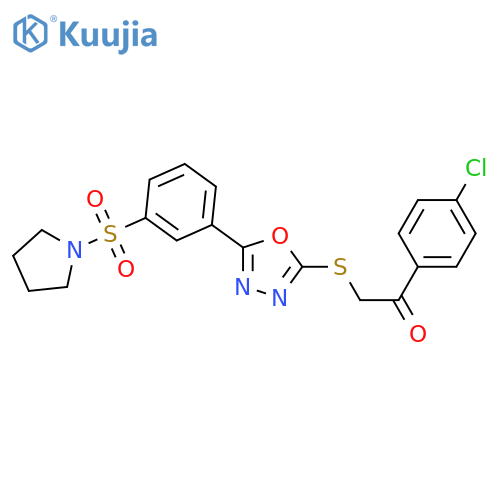 1-(4-chlorophenyl)-2-({5-3-(pyrrolidine-1-sulfonyl)phenyl-1,3,4-oxadiazol-2-yl}sulfanyl)ethan-1-one structure