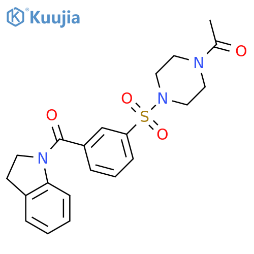 1-{4-3-(2,3-dihydro-1H-indole-1-carbonyl)benzenesulfonylpiperazin-1-yl}ethan-1-one structure