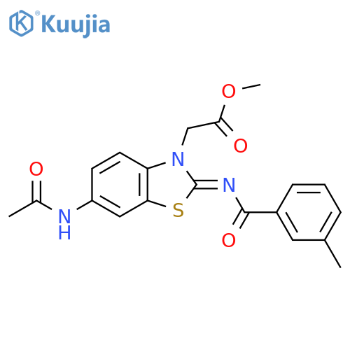 methyl 2-(2Z)-6-acetamido-2-(3-methylbenzoyl)imino-2,3-dihydro-1,3-benzothiazol-3-ylacetate structure