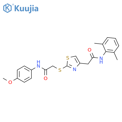 2-(4-{(2,6-dimethylphenyl)carbamoylmethyl}-1,3-thiazol-2-yl)sulfanyl-N-(4-methoxyphenyl)acetamide structure
