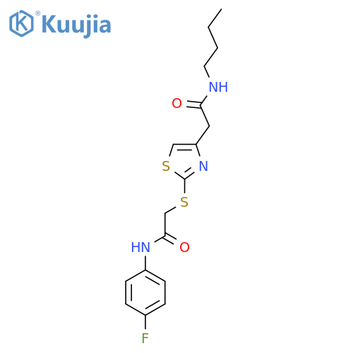 N-butyl-2-2-({(4-fluorophenyl)carbamoylmethyl}sulfanyl)-1,3-thiazol-4-ylacetamide structure