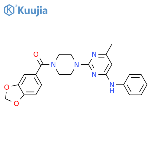 2-4-(2H-1,3-benzodioxole-5-carbonyl)piperazin-1-yl-6-methyl-N-phenylpyrimidin-4-amine structure