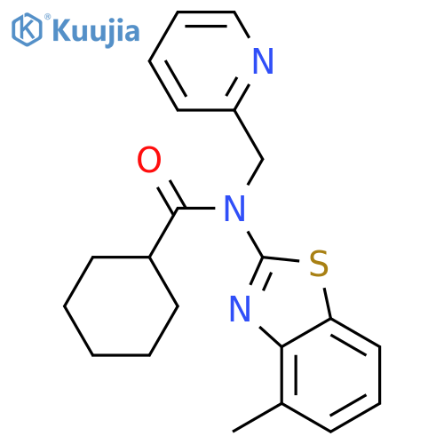 N-(4-methyl-1,3-benzothiazol-2-yl)-N-(pyridin-2-yl)methylcyclohexanecarboxamide structure