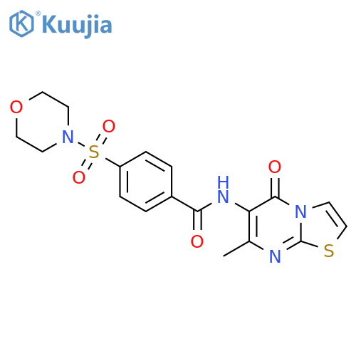 N-{7-methyl-5-oxo-5H-1,3thiazolo3,2-apyrimidin-6-yl}-4-(morpholine-4-sulfonyl)benzamide structure