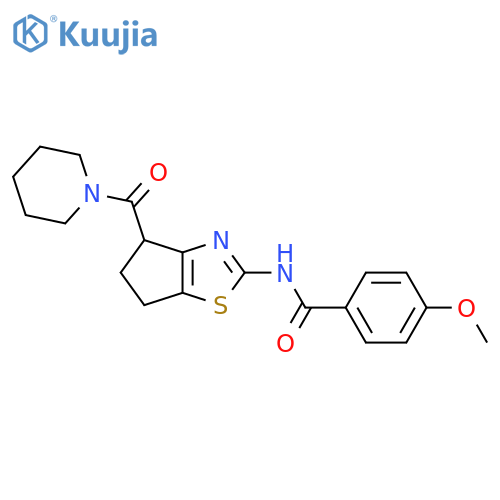 4-methoxy-N-4-(piperidine-1-carbonyl)-4H,5H,6H-cyclopentad1,3thiazol-2-ylbenzamide structure