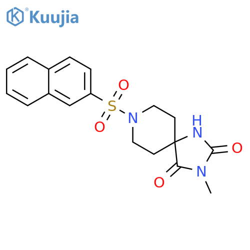 3-methyl-8-(naphthalene-2-sulfonyl)-1,3,8-triazaspiro4.5decane-2,4-dione structure