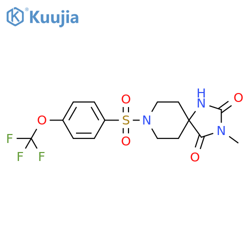 3-methyl-8-4-(trifluoromethoxy)benzenesulfonyl-1,3,8-triazaspiro4.5decane-2,4-dione structure