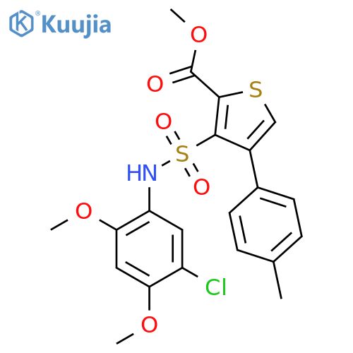methyl 3-(5-chloro-2,4-dimethoxyphenyl)sulfamoyl-4-(4-methylphenyl)thiophene-2-carboxylate structure