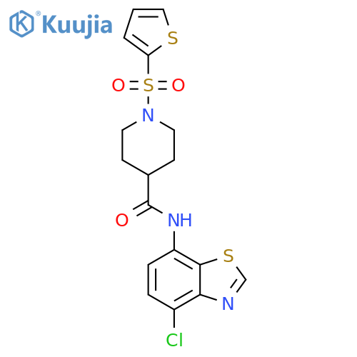 N-(4-chloro-1,3-benzothiazol-7-yl)-1-(thiophene-2-sulfonyl)piperidine-4-carboxamide structure