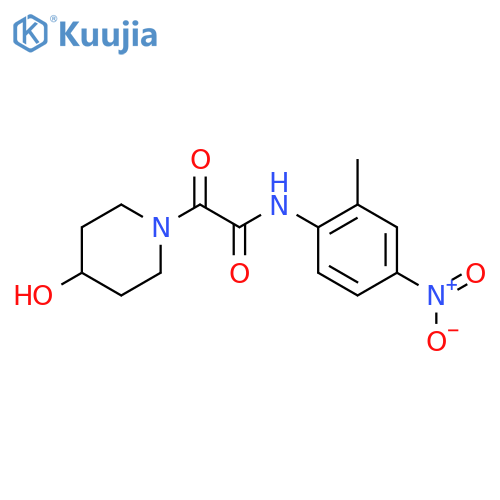 2-(4-hydroxypiperidin-1-yl)-N-(2-methyl-4-nitrophenyl)-2-oxoacetamide structure