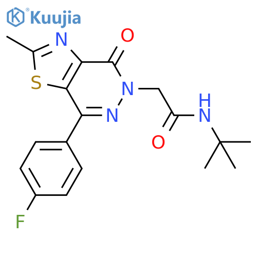N-tert-butyl-2-7-(4-fluorophenyl)-2-methyl-4-oxo-4H,5H-1,3thiazolo4,5-dpyridazin-5-ylacetamide structure