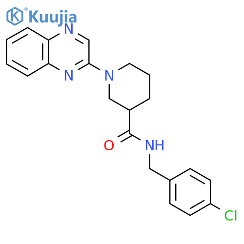 N-(4-chlorophenyl)methyl-1-(quinoxalin-2-yl)piperidine-3-carboxamide structure