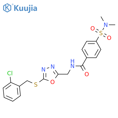 N-(5-{(2-chlorophenyl)methylsulfanyl}-1,3,4-oxadiazol-2-yl)methyl-4-(dimethylsulfamoyl)benzamide structure