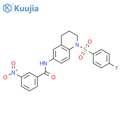 N-1-(4-fluorobenzenesulfonyl)-1,2,3,4-tetrahydroquinolin-6-yl-3-nitrobenzamide structure
