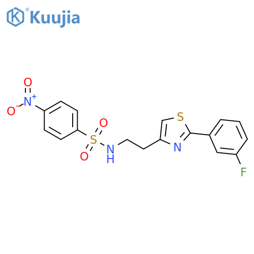 N-{2-2-(3-fluorophenyl)-1,3-thiazol-4-ylethyl}-4-nitrobenzene-1-sulfonamide structure