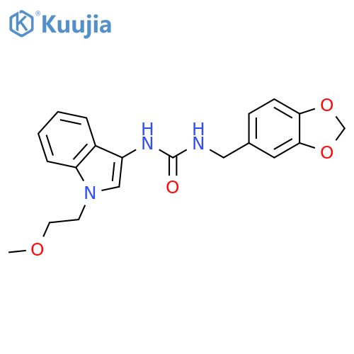 1-(2H-1,3-benzodioxol-5-yl)methyl-3-1-(2-methoxyethyl)-1H-indol-3-ylurea structure