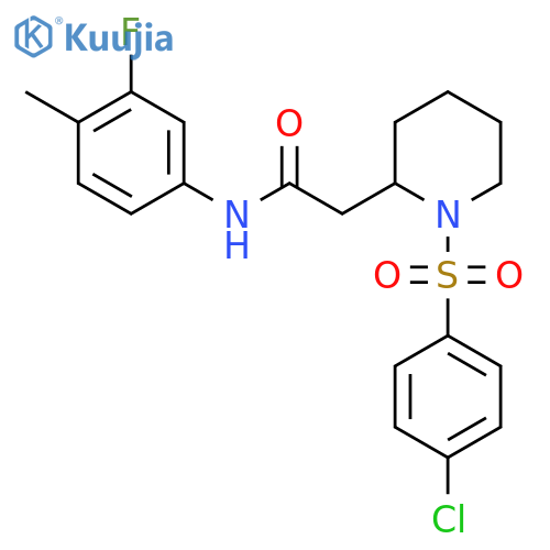 2-1-(4-chlorobenzenesulfonyl)piperidin-2-yl-N-(3-fluoro-4-methylphenyl)acetamide structure