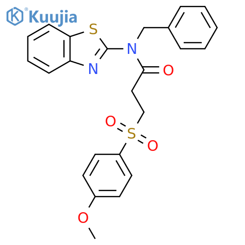 N-(1,3-benzothiazol-2-yl)-N-benzyl-3-(4-methoxybenzenesulfonyl)propanamide structure