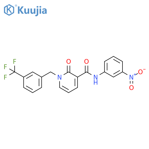 N-(3-nitrophenyl)-2-oxo-1-{3-(trifluoromethyl)phenylmethyl}-1,2-dihydropyridine-3-carboxamide structure
