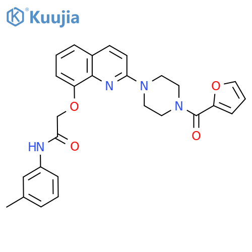 2-({2-4-(furan-2-carbonyl)piperazin-1-ylquinolin-8-yl}oxy)-N-(3-methylphenyl)acetamide structure