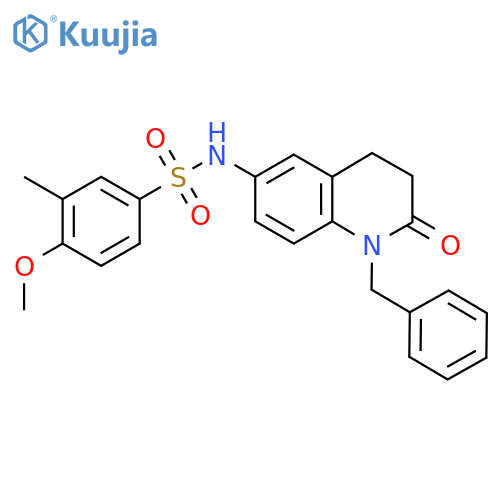 N-(1-benzyl-2-oxo-1,2,3,4-tetrahydroquinolin-6-yl)-4-methoxy-3-methylbenzene-1-sulfonamide structure
