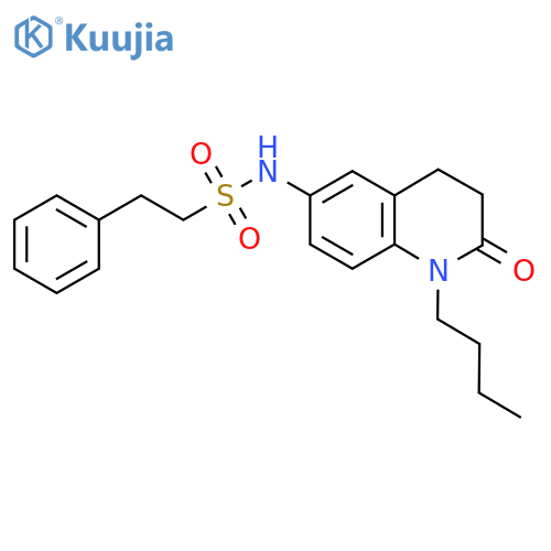N-(1-butyl-2-oxo-1,2,3,4-tetrahydroquinolin-6-yl)-2-phenylethane-1-sulfonamide structure