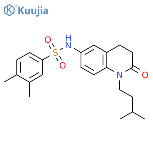 3,4-dimethyl-N-1-(3-methylbutyl)-2-oxo-1,2,3,4-tetrahydroquinolin-6-ylbenzene-1-sulfonamide structure