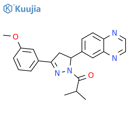 1-3-(3-methoxyphenyl)-5-(quinoxalin-6-yl)-4,5-dihydro-1H-pyrazol-1-yl-2-methylpropan-1-one structure