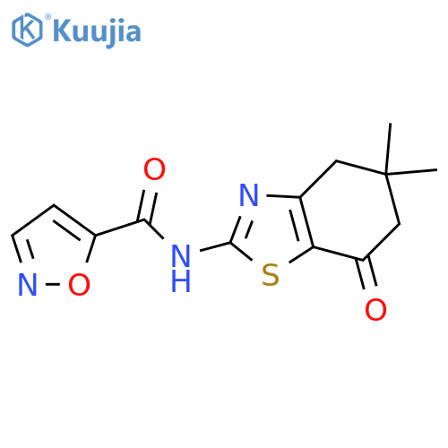N-(5,5-dimethyl-7-oxo-4,5,6,7-tetrahydro-1,3-benzothiazol-2-yl)-1,2-oxazole-5-carboxamide structure