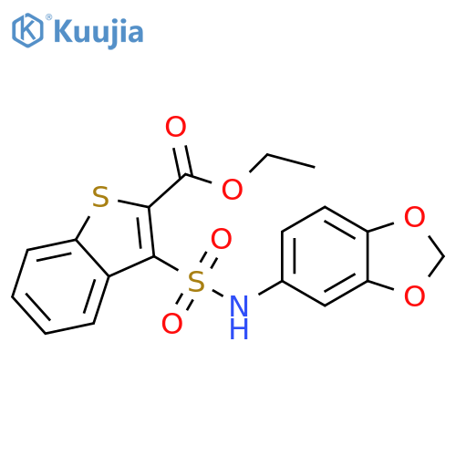 ethyl 3-(2H-1,3-benzodioxol-5-yl)sulfamoyl-1-benzothiophene-2-carboxylate structure