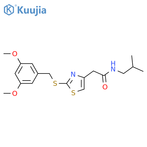 2-(2-{(3,5-dimethoxyphenyl)methylsulfanyl}-1,3-thiazol-4-yl)-N-(2-methylpropyl)acetamide structure