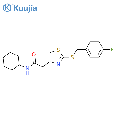 N-cyclohexyl-2-(2-{(4-fluorophenyl)methylsulfanyl}-1,3-thiazol-4-yl)acetamide structure