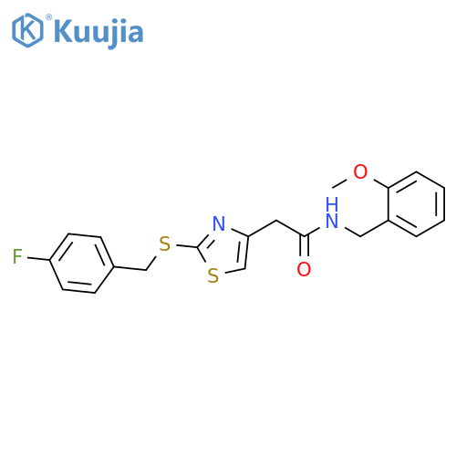 2-(2-{(4-fluorophenyl)methylsulfanyl}-1,3-thiazol-4-yl)-N-(2-methoxyphenyl)methylacetamide structure