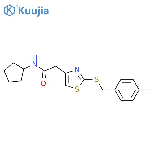 N-cyclopentyl-2-(2-{(4-methylphenyl)methylsulfanyl}-1,3-thiazol-4-yl)acetamide structure