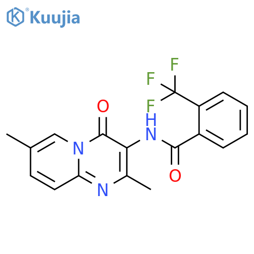 N-{2,7-dimethyl-4-oxo-4H-pyrido1,2-apyrimidin-3-yl}-2-(trifluoromethyl)benzamide structure