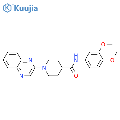 N-(3,4-dimethoxyphenyl)-1-(quinoxalin-2-yl)piperidine-4-carboxamide structure