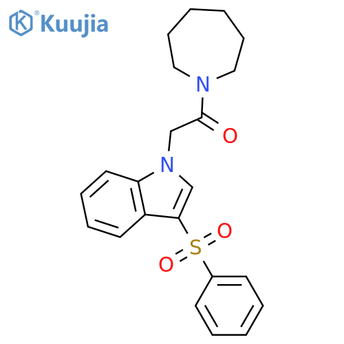 1-(azepan-1-yl)-2-3-(benzenesulfonyl)-1H-indol-1-ylethan-1-one structure