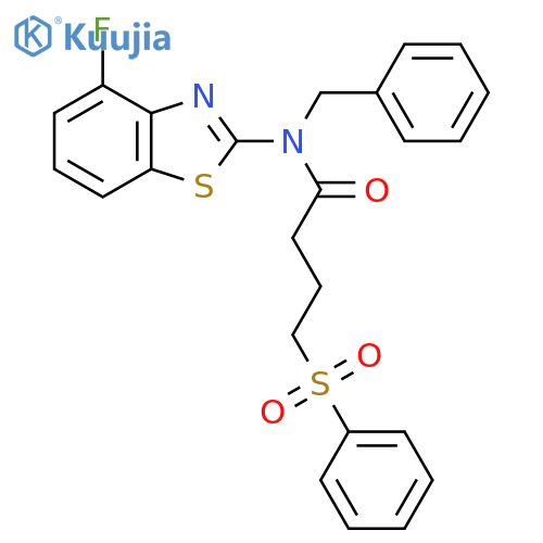 4-(benzenesulfonyl)-N-benzyl-N-(4-fluoro-1,3-benzothiazol-2-yl)butanamide structure