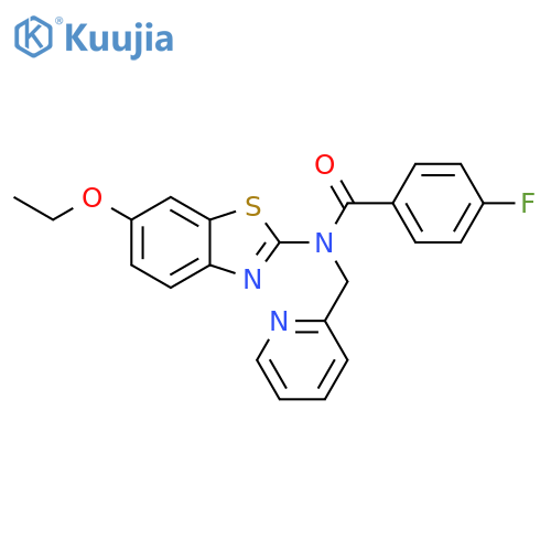 N-(6-ethoxy-1,3-benzothiazol-2-yl)-4-fluoro-N-(pyridin-2-yl)methylbenzamide structure