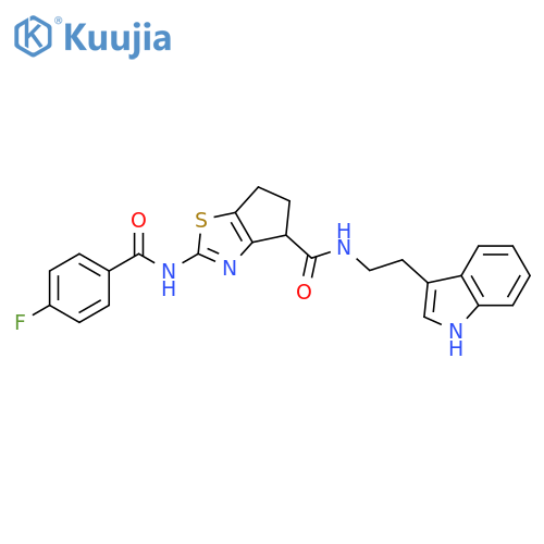 2-(4-fluorobenzamido)-N-2-(1H-indol-3-yl)ethyl-4H,5H,6H-cyclopentad1,3thiazole-4-carboxamide structure
