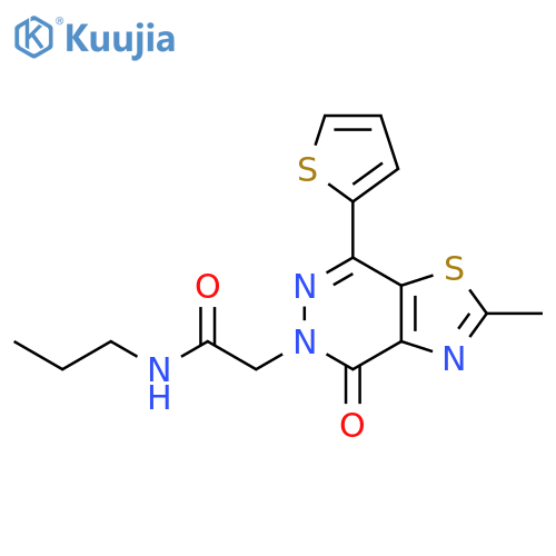 2-2-methyl-4-oxo-7-(thiophen-2-yl)-4H,5H-1,3thiazolo4,5-dpyridazin-5-yl-N-propylacetamide structure