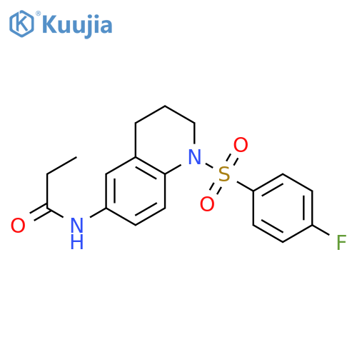 N-1-(4-fluorobenzenesulfonyl)-1,2,3,4-tetrahydroquinolin-6-ylpropanamide structure
