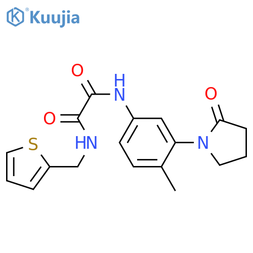 N'-4-methyl-3-(2-oxopyrrolidin-1-yl)phenyl-N-(thiophen-2-yl)methylethanediamide structure