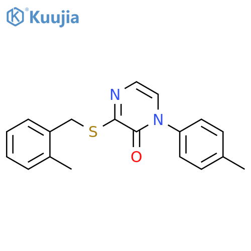 1-(4-methylphenyl)-3-{(2-methylphenyl)methylsulfanyl}-1,2-dihydropyrazin-2-one structure