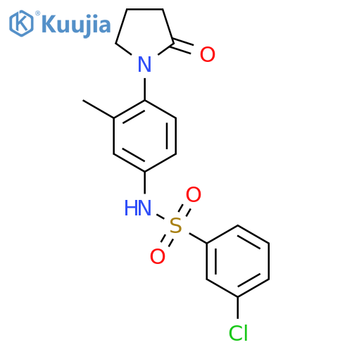 3-chloro-N-3-methyl-4-(2-oxopyrrolidin-1-yl)phenylbenzene-1-sulfonamide structure