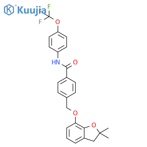 4-{(2,2-dimethyl-2,3-dihydro-1-benzofuran-7-yl)oxymethyl}-N-4-(trifluoromethoxy)phenylbenzamide structure