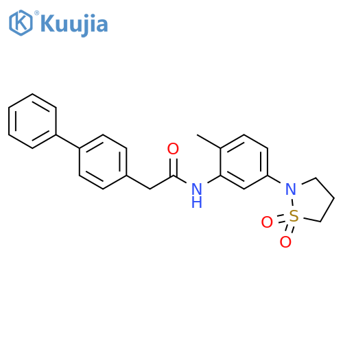 2-{1,1'-biphenyl-4-yl}-N-5-(1,1-dioxo-1lambda6,2-thiazolidin-2-yl)-2-methylphenylacetamide structure